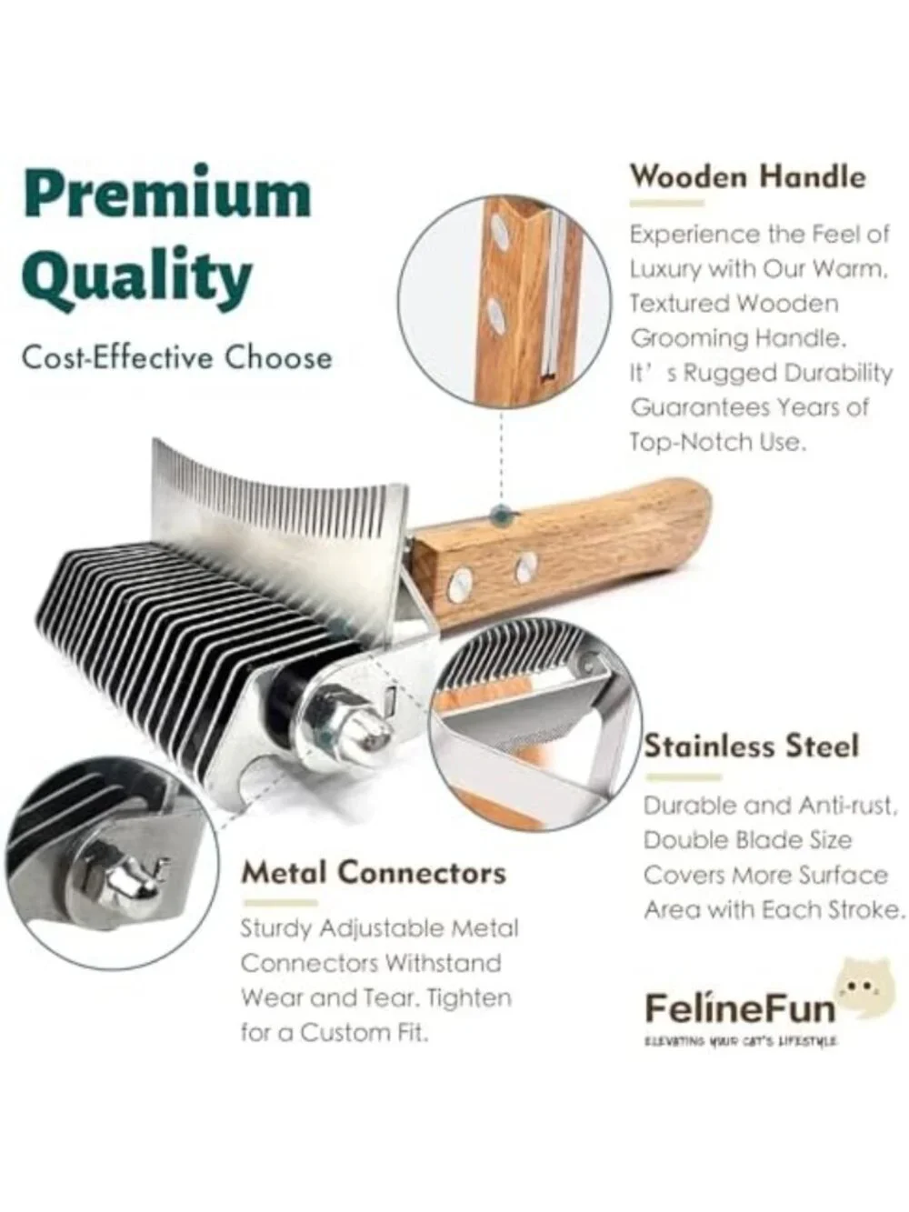 2-in-1 Cat Brush for Dematting & Deshedding, Undercoat Rake & Shedding Comb